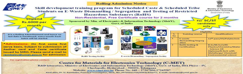 Skill Development Training Program on E - Waste Recycling Technologies and Testing of Restricted Hazardous Substances (RoHS)